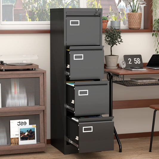 4 Drawer Vertical File Cabinet with Lock,Filing Cabinet, Metal Filing Cabinet for Home Office Organizer Storage Cabinet Letter Size/A4/Legal File