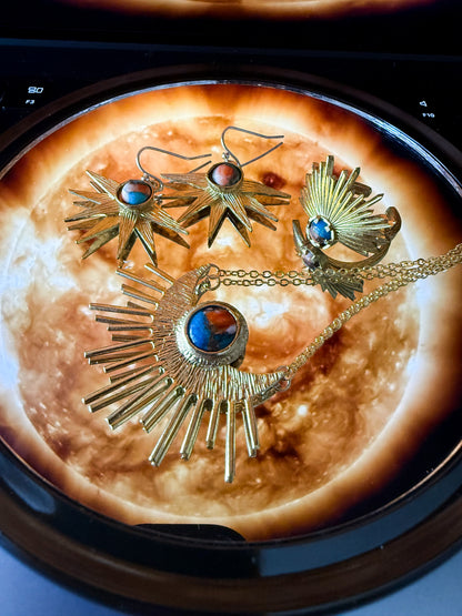 Sun Goddess Jewelry Set With Copper Oyster Turquoise