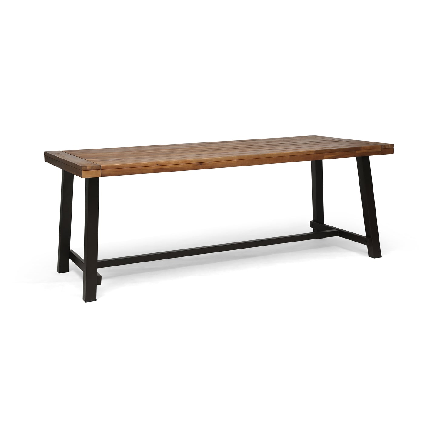 Equilibrium Outdoor Dining Table with Wooden Frame and Slat Top, Teak
