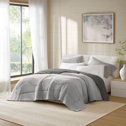 1-Piece King/Cal King Reversible Tencel Comforter Blanket,Gray