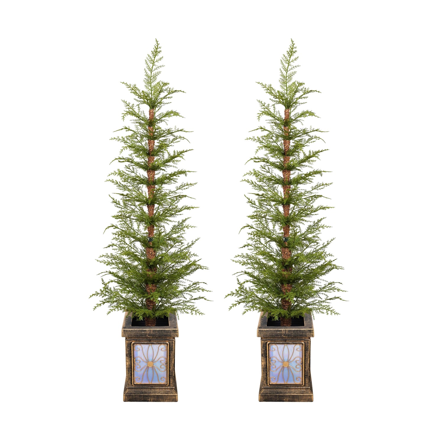 4ft Pre-Lit Artificial Christmas 2-Piece with high-quality PE material,Set Easy Assembly,Potted stand
