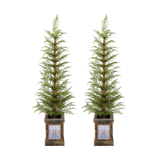 4ft Pre-Lit Artificial Christmas 2-Piece with high-quality PE material,Set Easy Assembly,Potted stand