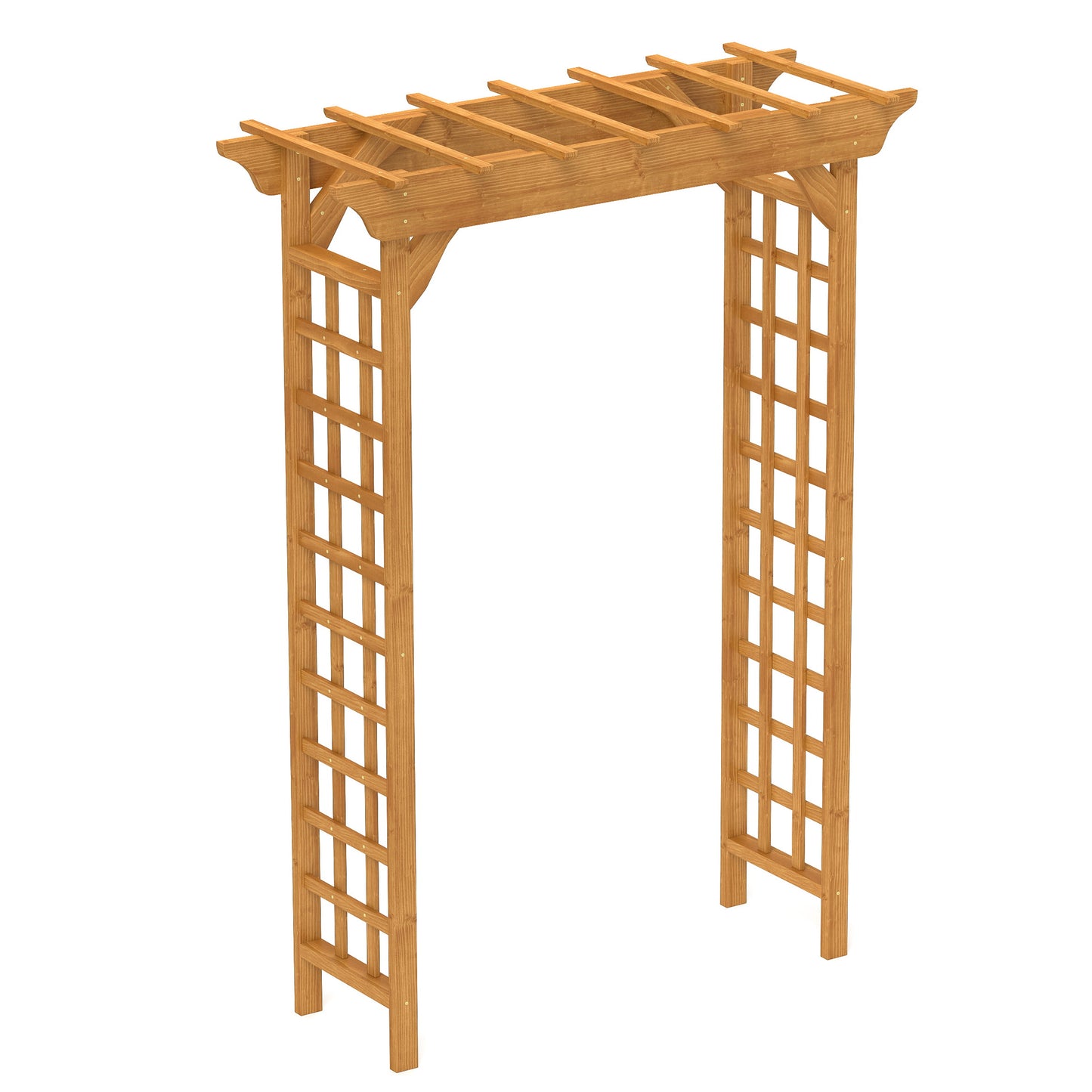 Elegant Wooden Arbor Wedding Arch, Trellis for Plant Climbing, Light Brown Solid Wood Pergola 63x26x85 inches