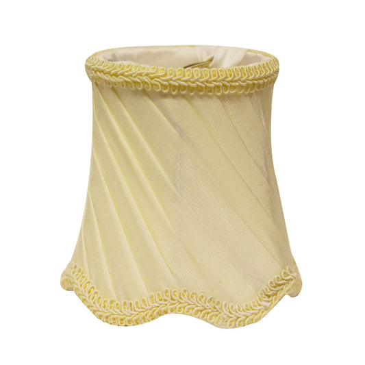 Slant Swirled Side Pleat Chandelier Lampshade with Flame Clip, Oyster (Set of 6)