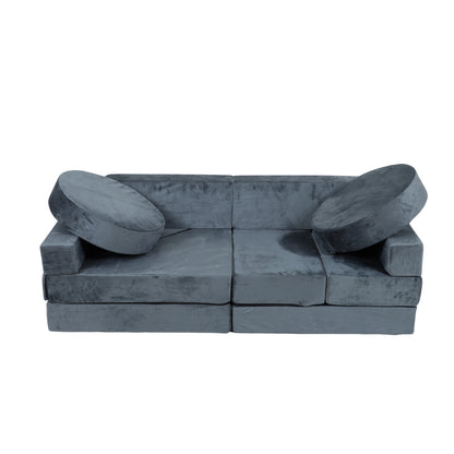 14PCs Kids Sofa Modular Play Couch, Child Sectional Sofa to Boost Creativity, Boys and Girls DIY Creating Playroom Couch Furniture for Toddlers Convertible Foam and Floor Cushion-Gray