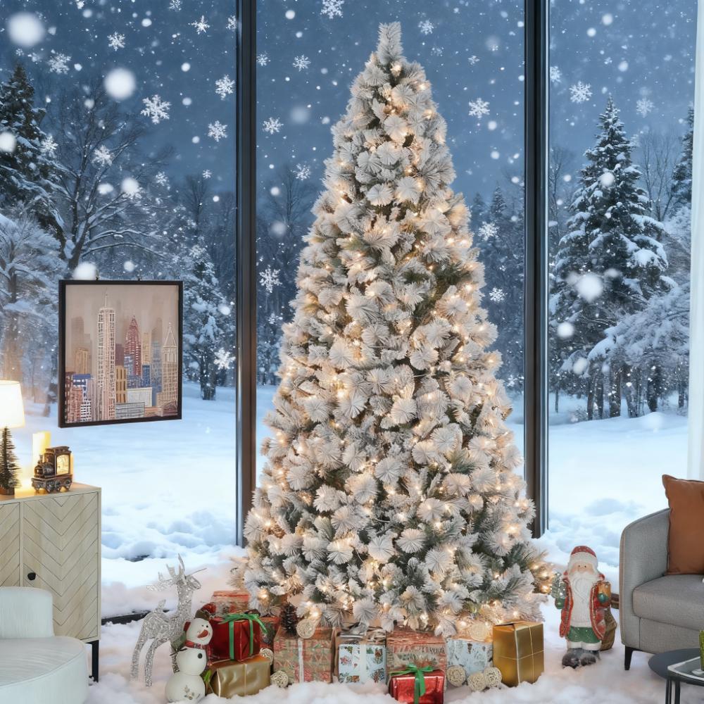 9 ft Artificial Christmas Tree with 750 Clear Lights for Home /Office /Holiday