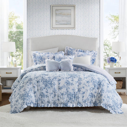 5 Pieces King Comforter Set with Decorative Pillows,Blue