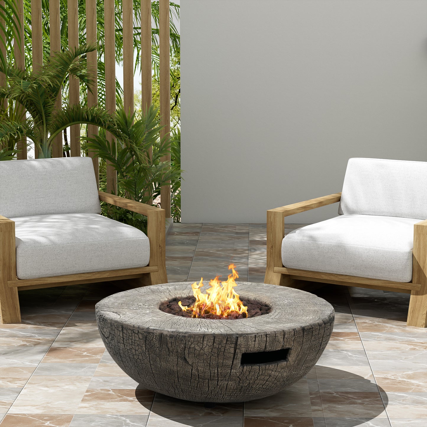 Patio MGO Propane Fire Pit, 30, 000BTU, Light Grey (Tank Cover Not Provided)