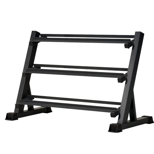 1100 LB Capacity Heavy Duty Steel Rack: 3-Tier Storage for Adjustable Dumbbells (5-45 lbs) - Perfect Home Gym Organizer.