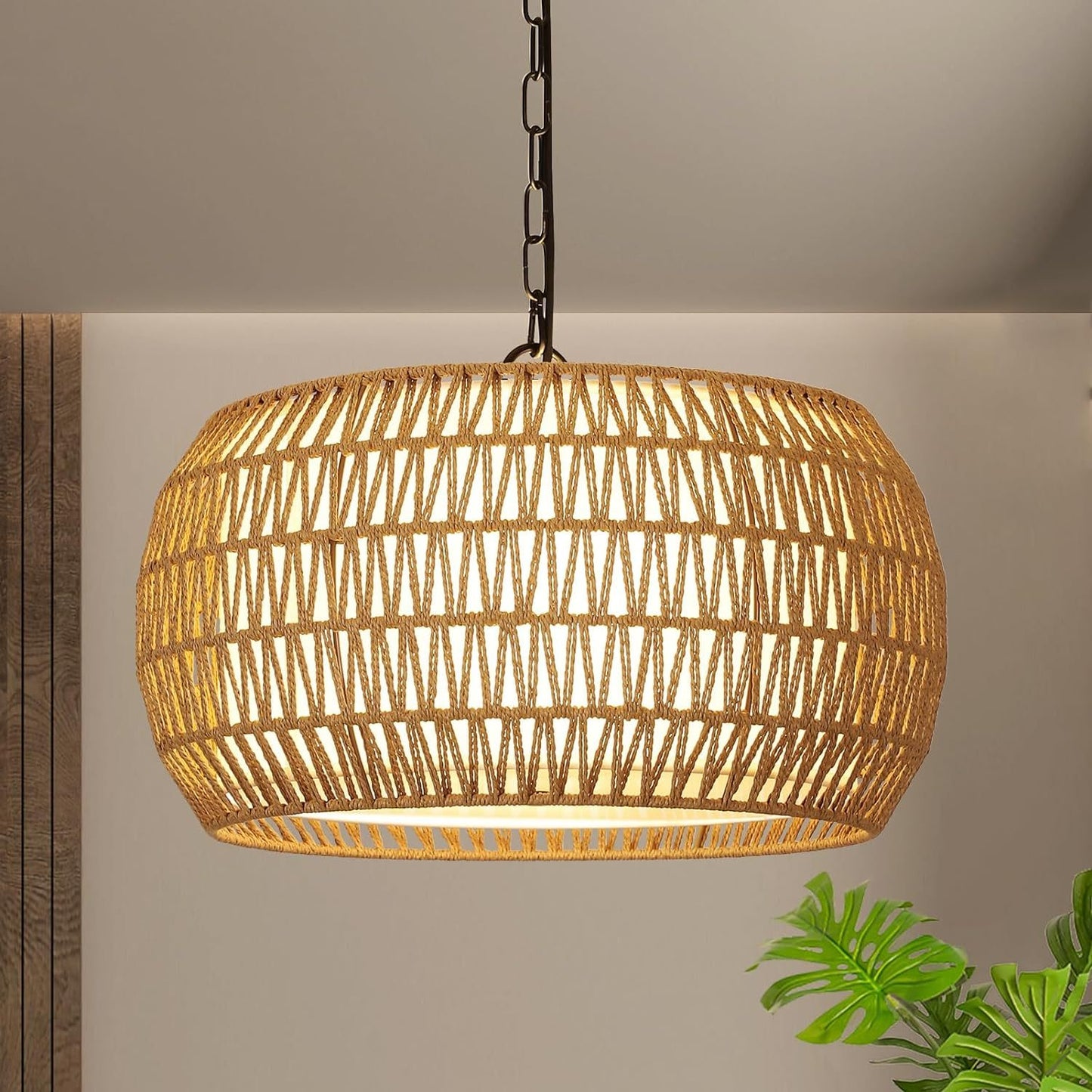 Rattan Farmhouse Chandelier Light Fixtures