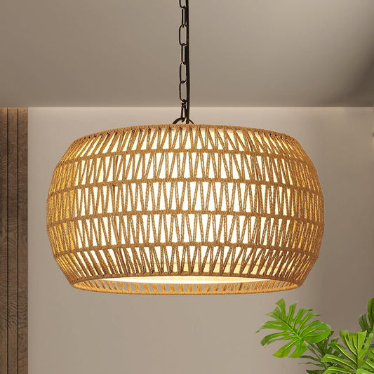 Rattan Farmhouse Chandelier Light Fixtures