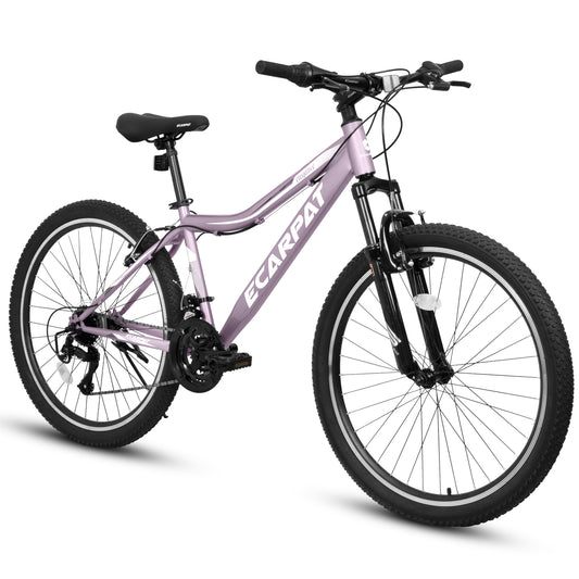 A26208 Ecarpat 26  Inch Mountain Bike, 21-Speed V-Brake, Front Suspension,  Carbon Steel Frame Mountain Bike For  Teenagers Girls Women Bicycles