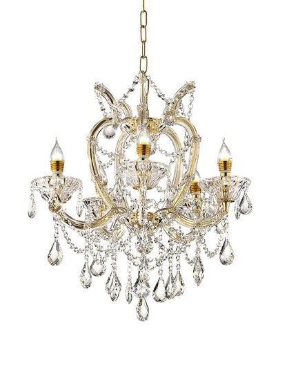 22'In Bella Petite Gold Crystal 5-Led Light Chandelier