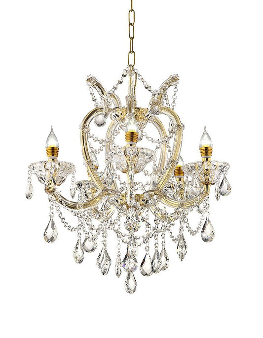 22'In Bella Petite Gold Crystal 5-Led Light Chandelier