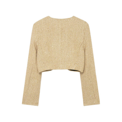 Women's Jacket Gold Tweed Cropped BYMANYC ® New York SOHO METALLIC TWEED CROPPED BLAZER - New Collection