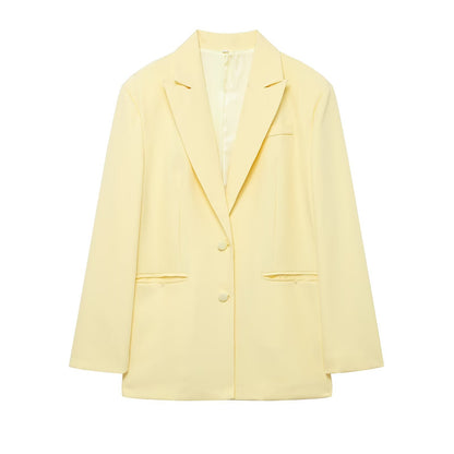 Women's Jacket Pastel Yellow Oversized Blazer BYMANYC ® New York WALL STREET LEMON SINGLE-BREASTED - New Collection