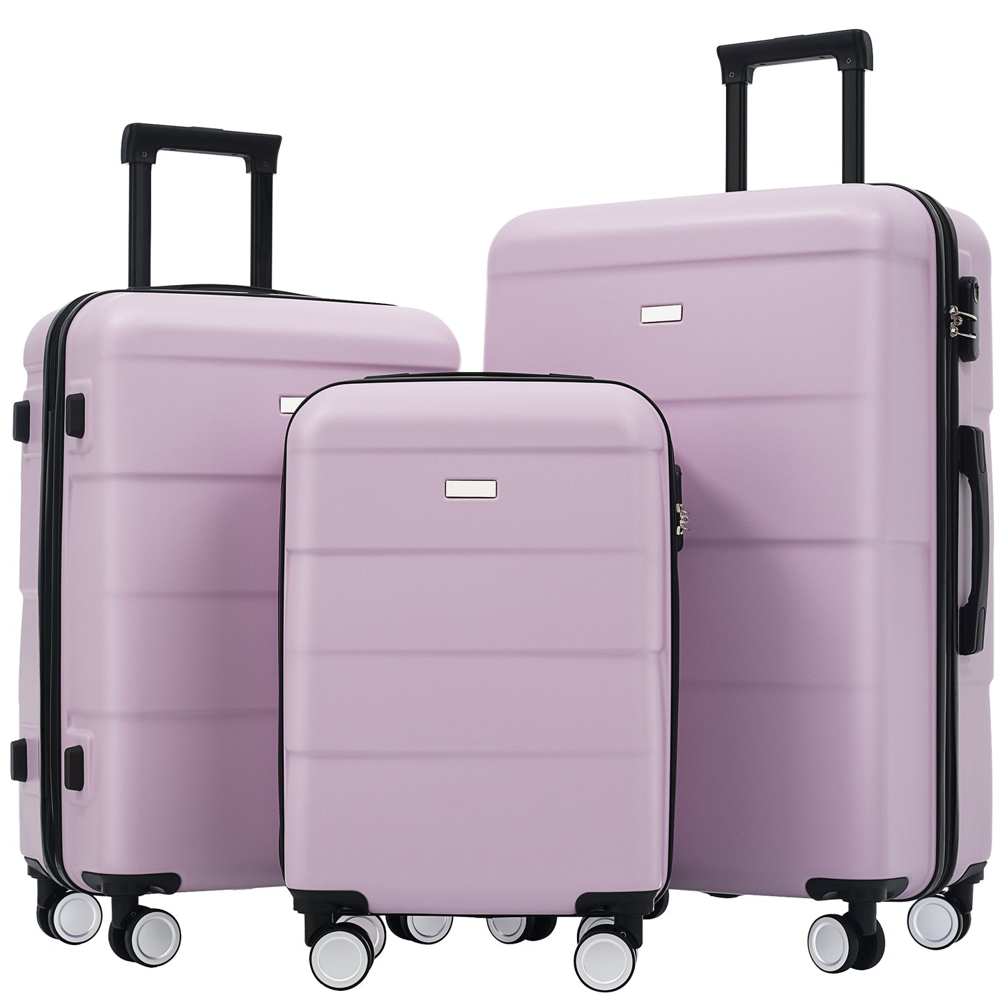 Hardshell Luggage Sets 3 Piece Double Spinner Wheels Suitcase with Handle Password Lock, Lightweight 20'+24'+28' Luggages