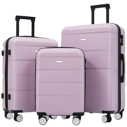 Hardshell Luggage Sets 3 Piece Double Spinner Wheels Suitcase with Handle Password Lock, Lightweight 20'+24'+28' Luggages