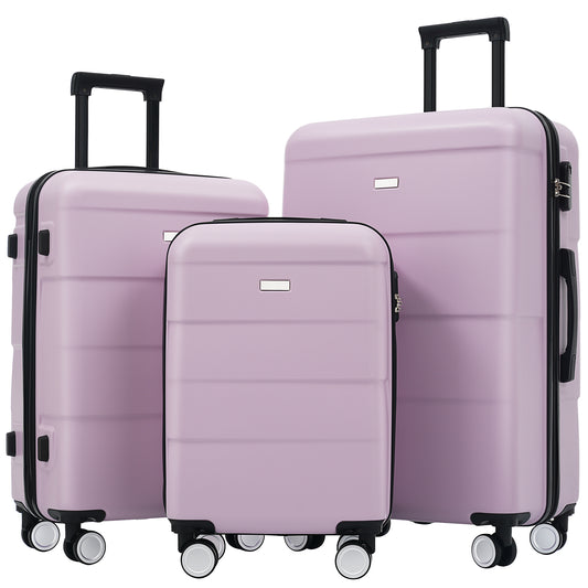 Hardshell Luggage Sets 3 Piece Double Spinner Wheels Suitcase with Handle Password Lock, Lightweight 20'+24'+28' Luggages