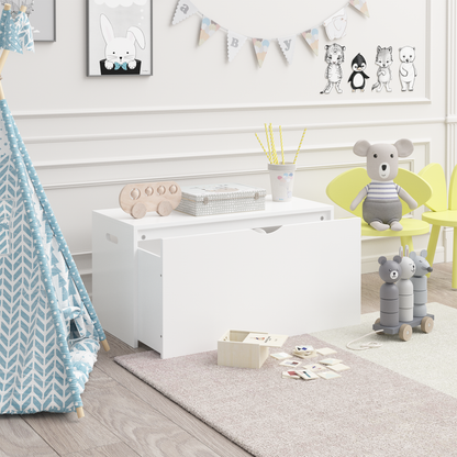 Kids Toy Storage Organizer with Rolling Drawer – Modern Wooden Toy Chest with Wheels, Large Pull-Out Bin for Nursery, Bedroom or Playroom