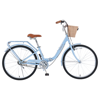 26 Inch Single Speed Folding Lady Bike , Durable Steel Frame,Compact Design for Easy Storage and Commuting