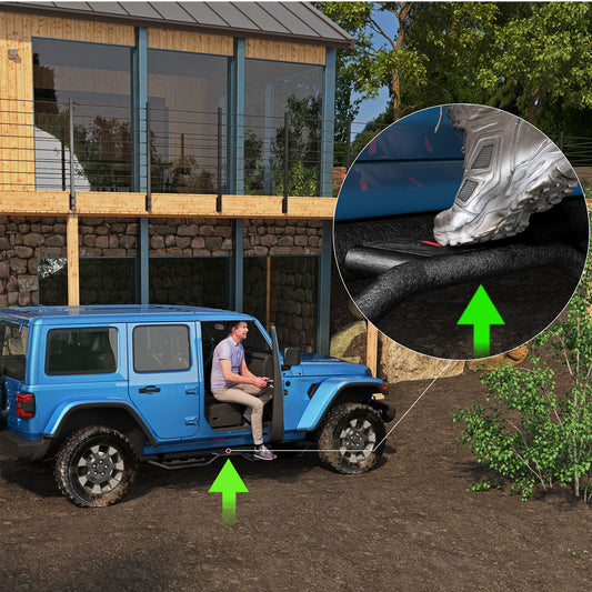 Running Boards For 2018-2025 Jeep Gladiator JT 4 Full Size Doors Two Stairs 6' Coated Black Powder Coated Side Steps 2PCS