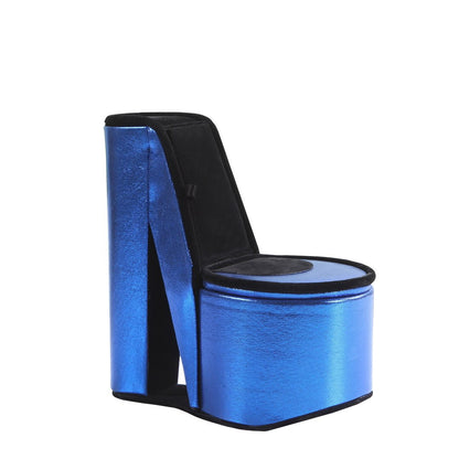 9' Tall Display Jewelry Box with Hidden Storage, High Heel Shoe Design, Blue Velvet