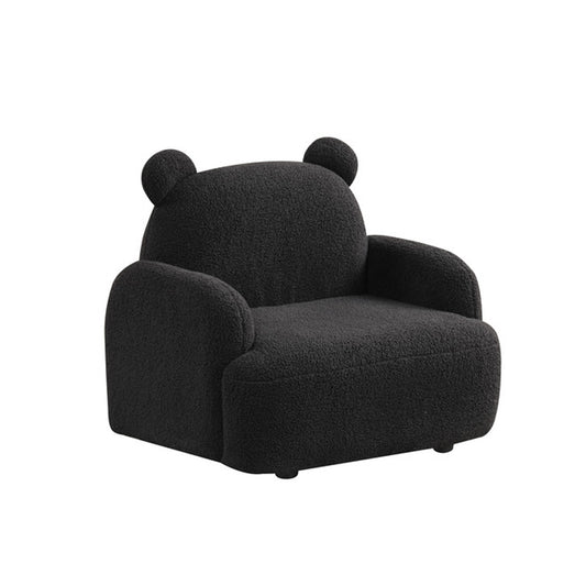 Sherpa Upholstered Bear-Shaped Kids Armchair, Black
