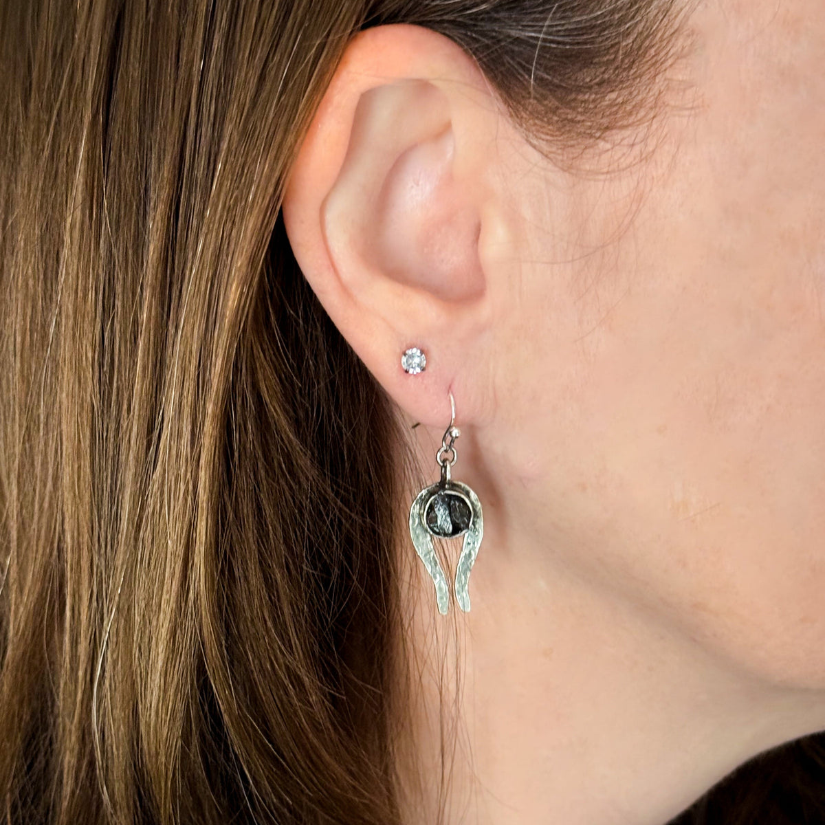 Comet Earrings With Authentic Meteorite