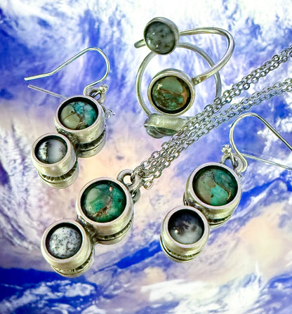 Earth and Moon Jewelry Set With Natural Stones