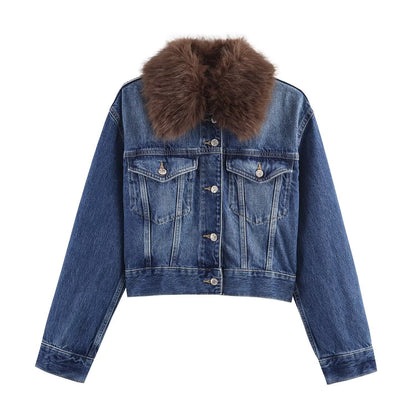 Women's Jacket Denim Fur Collar BYMANYC ® New York SOHO DENIM FUR COLLAR - New Collection