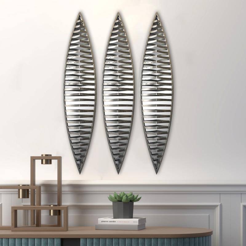 Wall Mirror - Decorative Metal Wall Mirror, Set of 3pcs