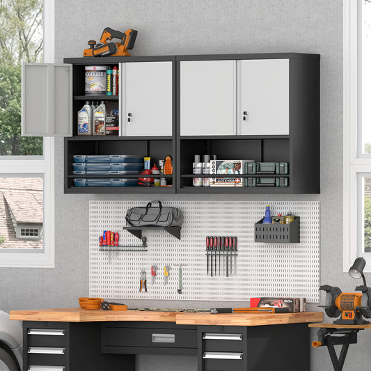 Metal Adjustable 2 Doors Metal Storage Cabinet Kitchen Pantry Cabinet With Adjustable Shelves Tall Steel Cabinet Locker For Kitchen, Living Room, Dining Room And Office