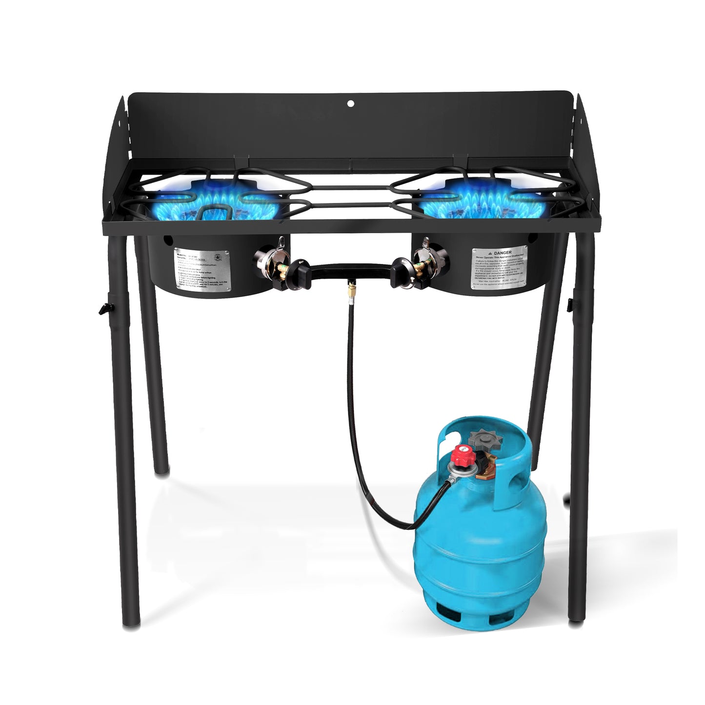 Red Mountain Valley Two Burner Outdoor Portable Camping Gas Stove with Removable Legs, Carrying Bag and Windshield, Camping Stove Propane for Cooking, CSA Certified, Outdoor Propane Burner