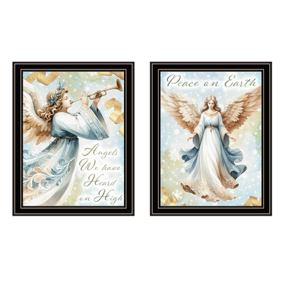 Trendy Decor 4U 2-Piece Vignette Angels We Have Heard on High Black Framed Wall Art for Living Room, Holiday Wall Art Print for Home Decor, Bedroom Wall Art by Nicole DeCamp