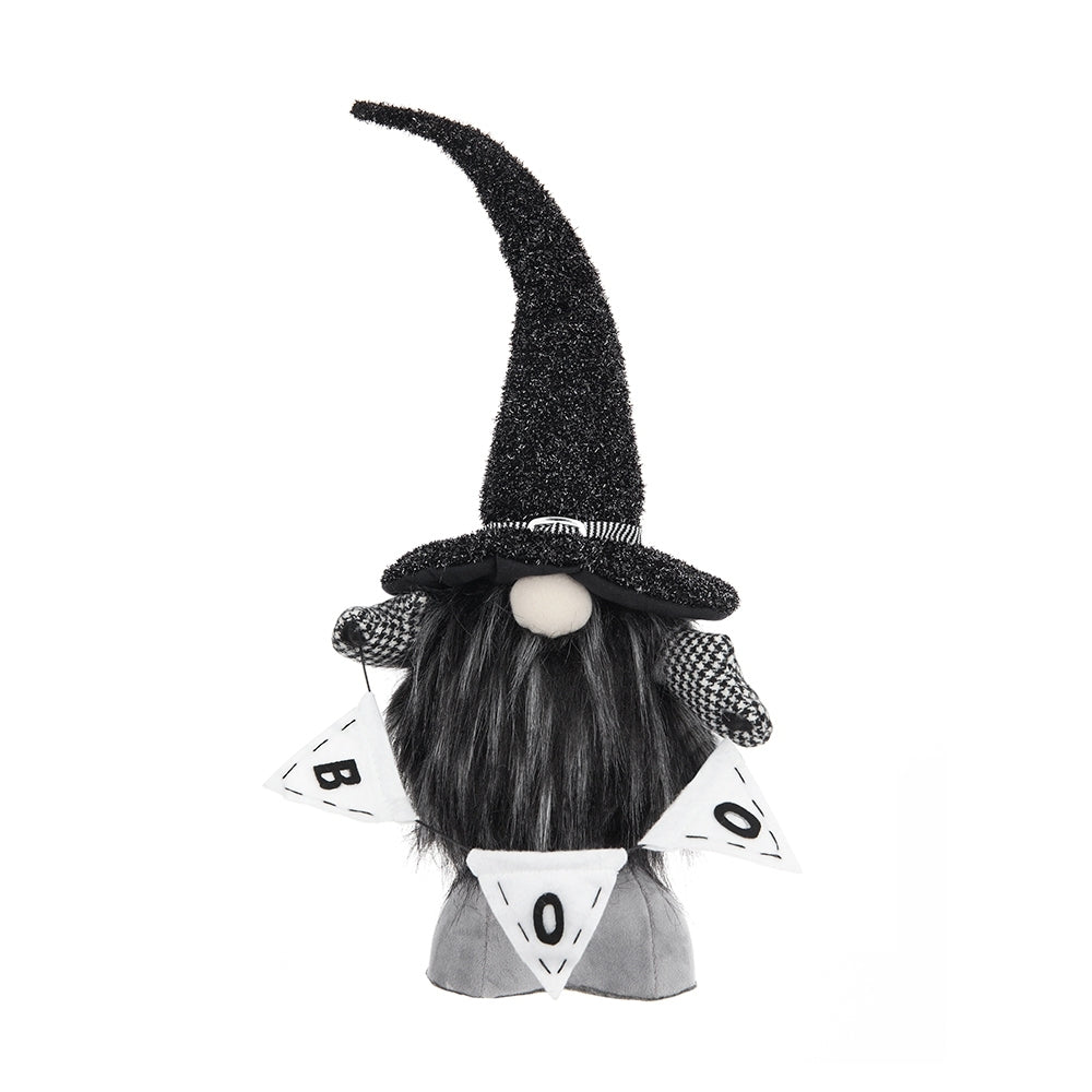 6x4x20' Fabric Black Gnome with 'Boo' Banner, for Halloween Decor