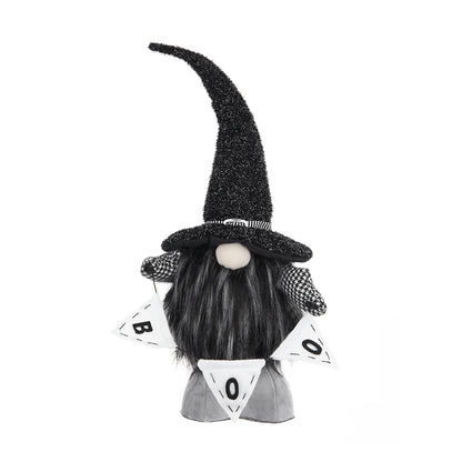 6x4x20' Fabric Black Gnome with 'Boo' Banner, for Halloween Decor