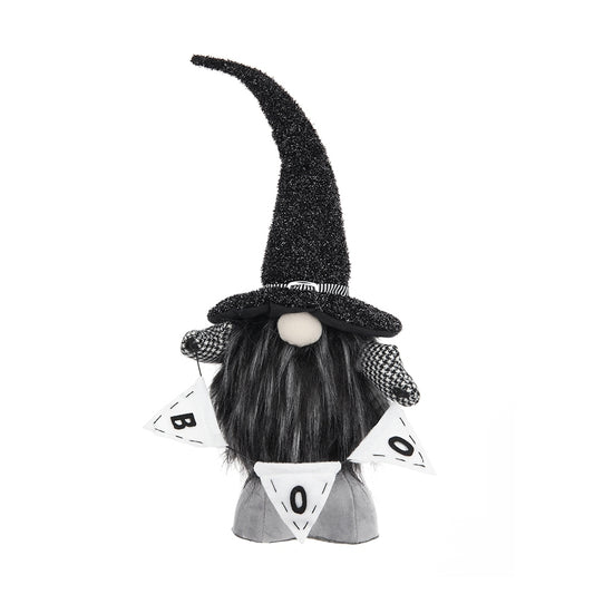 6x4x20' Fabric Black Gnome with 'Boo' Banner, for Halloween Decor