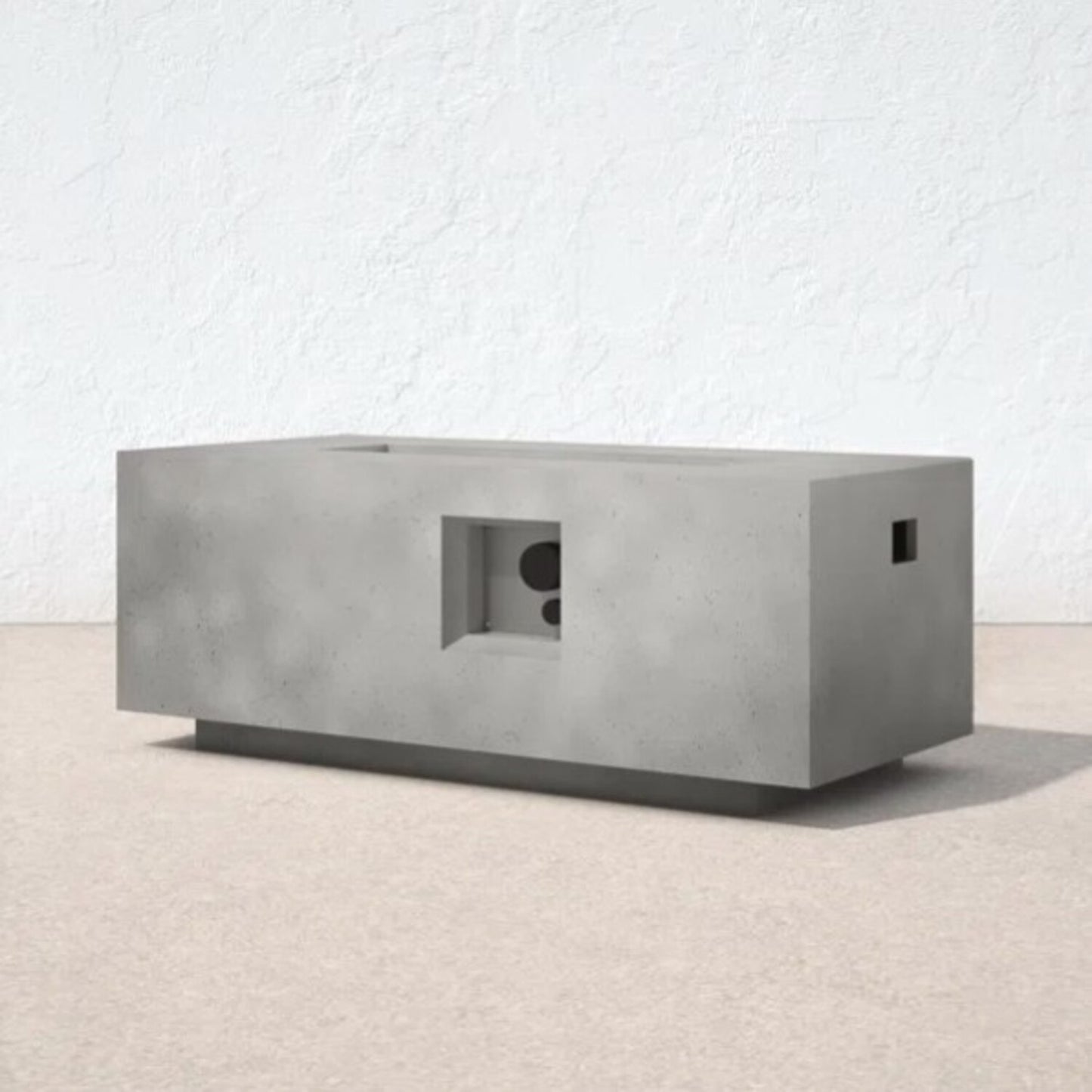 Modern Concrete Propane Outdoor Fire Pit Table Gray Concrete Low-Profile Design