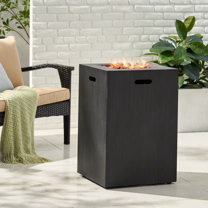 19.5' Outdoor 30,000 BTU Propane Fire Pit, Tank Inside, Brushed Black