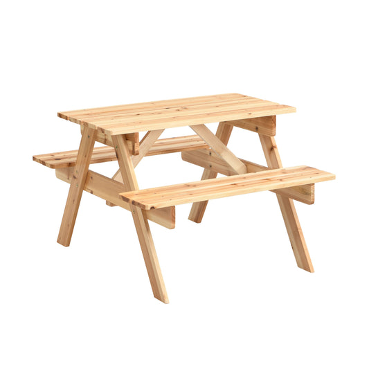 Natural Wood Children's Dining Table and Chair Set for Play, Reading, and Snacks