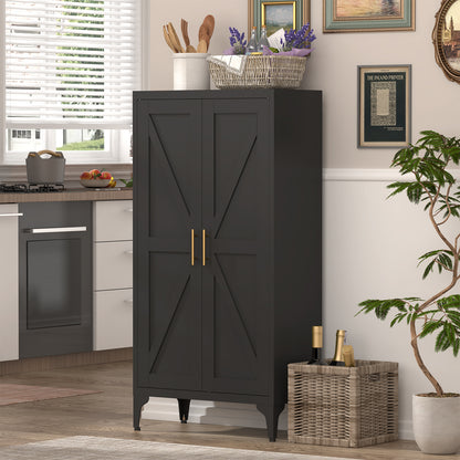 Metal Adjustable 2 Doors Metal Storage Cabinet Kitchen Pantry Cabinet With Adjustable Shelves all Steel Cabinet Locker For Kitchen, Living Room, Dining Room And Office