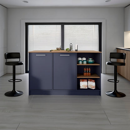 Red Rock Kitchen Island with 2 Doors and Open Storage,