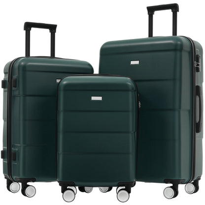 Hardshell Luggage Sets 3 Piece Double Spinner Wheels Suitcase with Handle Password Lock, Lightweight 20'+24'+28' Luggages