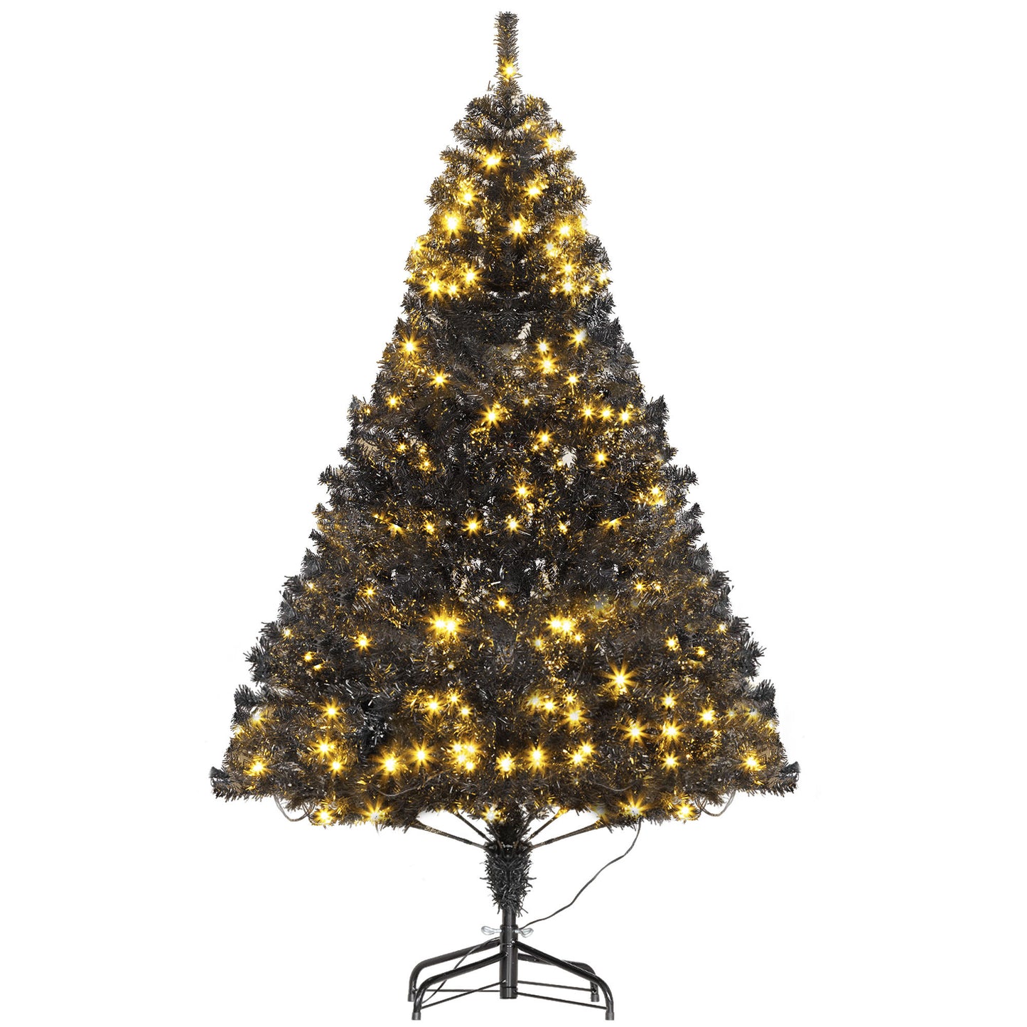 HOMCOM 6' Tall Prelit Christmas Tree Douglas Fir Artificial Christmas Tree with Realistic Branches, 250 Warm White LED Lights and 1000 Tips, Black