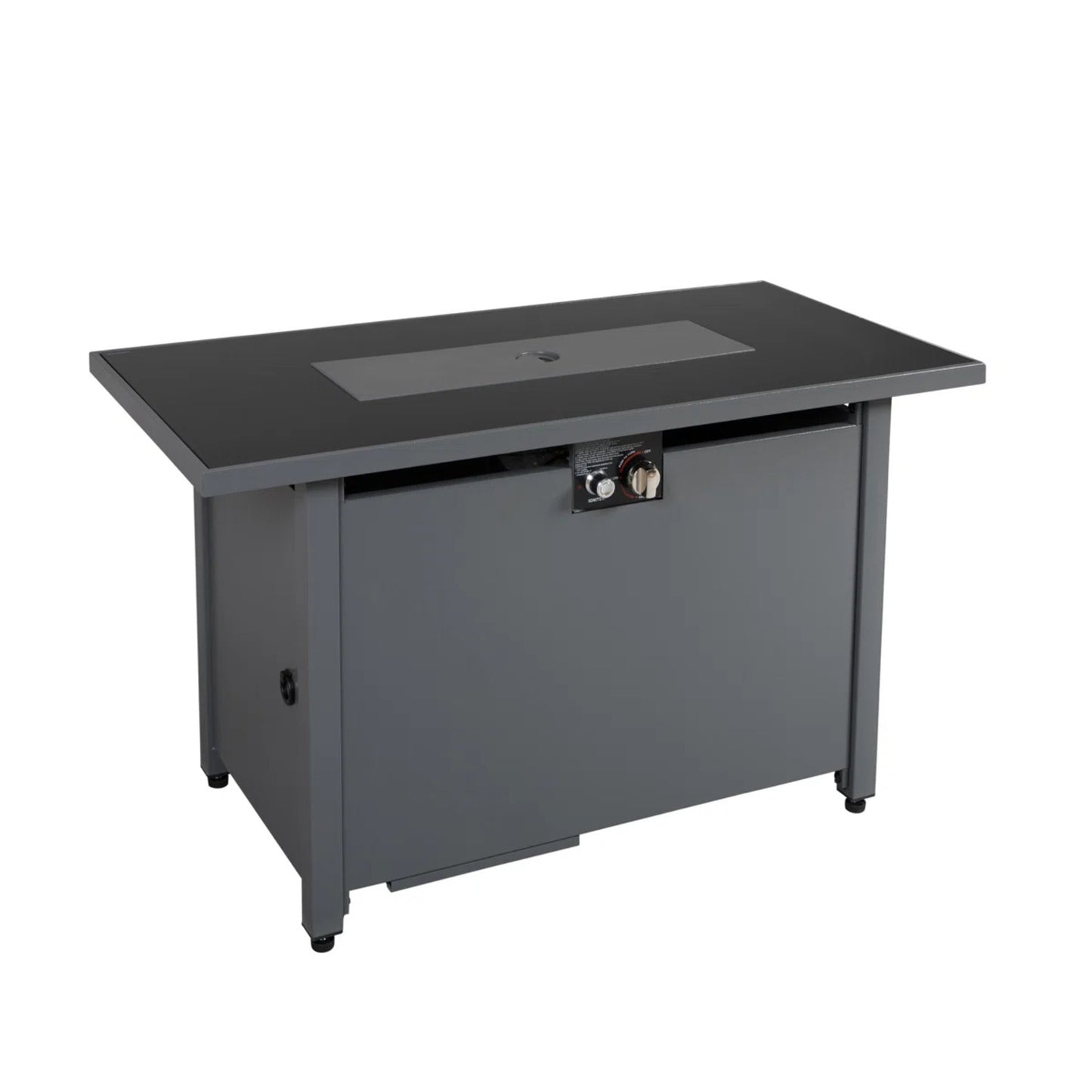 Modern Steel Rectangle Fire Pit Table with Smoked Glass - Gray, 43'