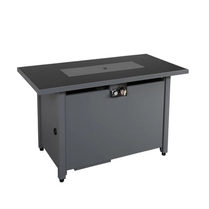 Modern Steel Rectangle Fire Pit Table with Smoked Glass - Gray, 43'