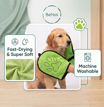BeNat Pets. Dog Bath Towel Double Drop Pocket Design