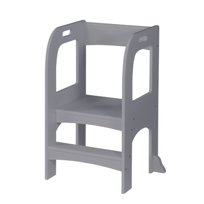 Gray Child Standing Tower Step Stool for Kitchen Counter MDF