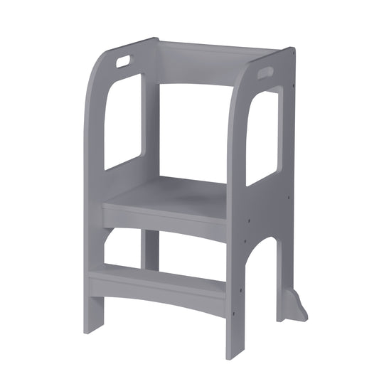 Gray Child Standing Tower Step Stool for Kitchen Counter MDF